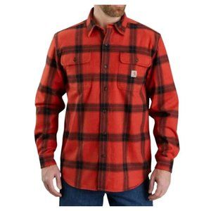 Carhartt Red and Black Plaid Flannel Button Down Shirt